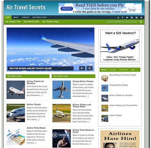 Product picture Air Travel Secrets ready made website with PLR rights