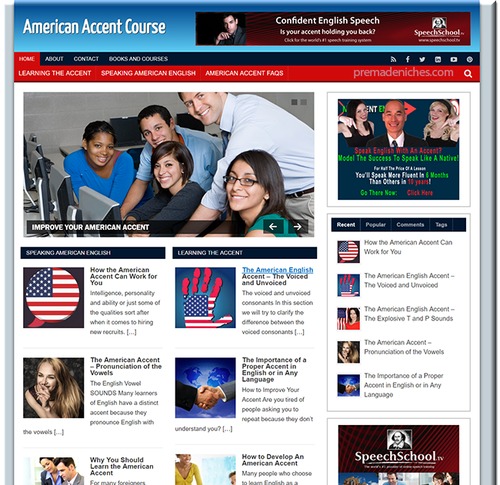 Product picture Ready made niche website American Accent