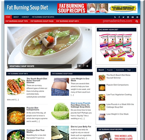 Product picture Fat Burning Soup Diet ready made niche website
