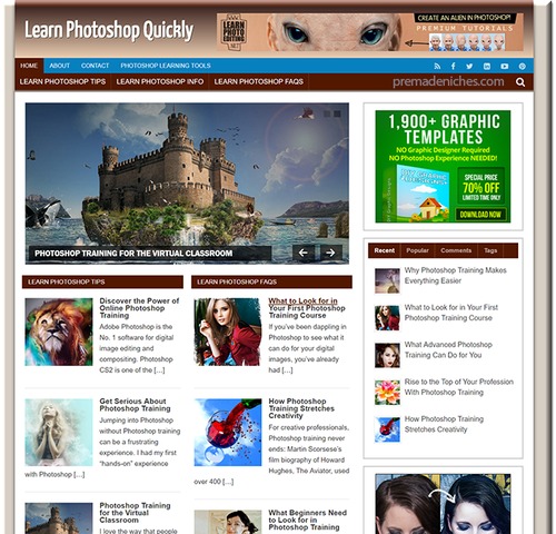Product picture Learn Photoshop ready made niche website