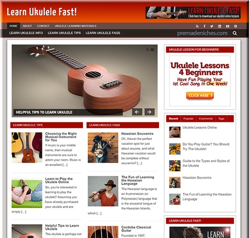 Product picture Learn Ukulele ready made niche website