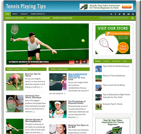 Product picture Tennis Playing Tips ready made website