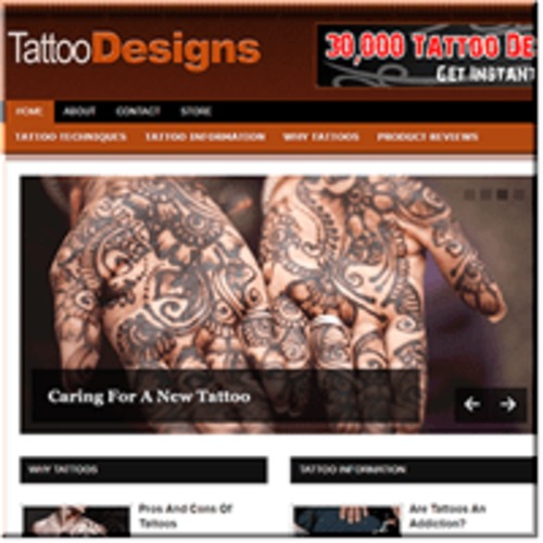 Product picture Tattoo Designs ready made niche website