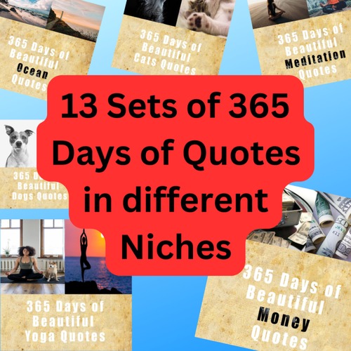Product picture 13 Sets of 365 Days of Quotes in various niches.